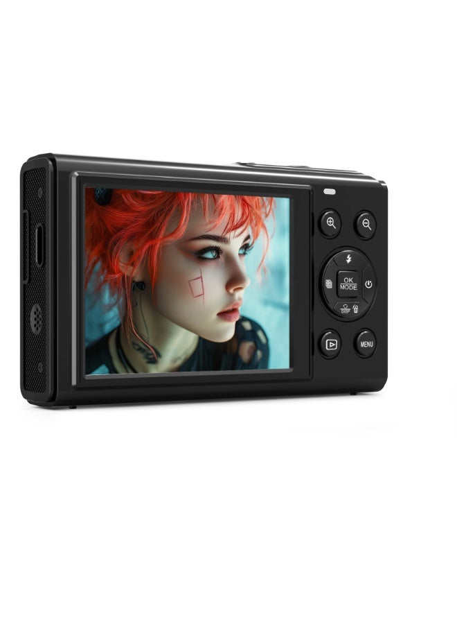 ZONBON Digital camera, 5K portable digital camera, equipped with 128GB SD card,suitable for photography and video shooting, Vlog camera with 3-inch flip screen, 18x digital zoom camera, suitable for children boys and girls  black. - Image 2