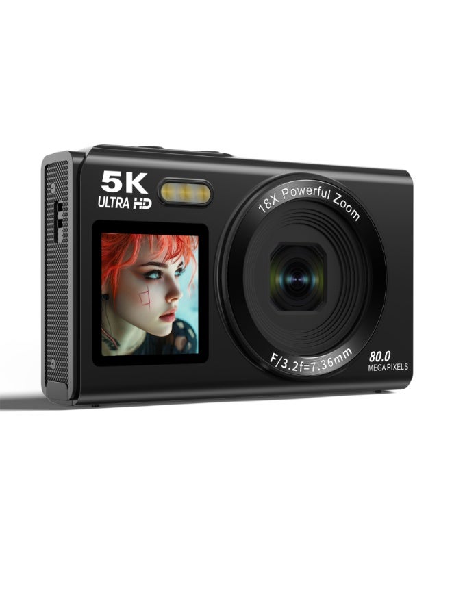 ZONBON Digital camera, 5K portable digital camera, equipped with 128GB SD card,suitable for photography and video shooting, Vlog camera with 3-inch flip screen, 18x digital zoom camera, suitable for children boys and girls  black. - Image 3