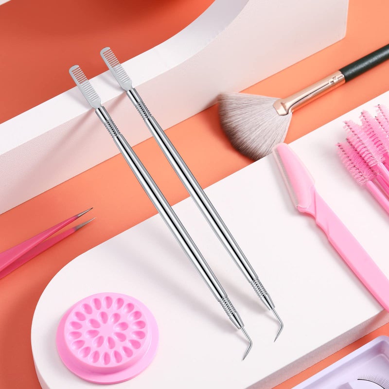 Chumia 2 Pieces 2 in 1 Lash Lift Tool Eyelash Separator Tool with Comb Stainless Steel Metal Lash Perm Lift Rods for Eyelash Eyebrow Comb Perming Tinting Curling Extension Supplies(Silver) - Image 5