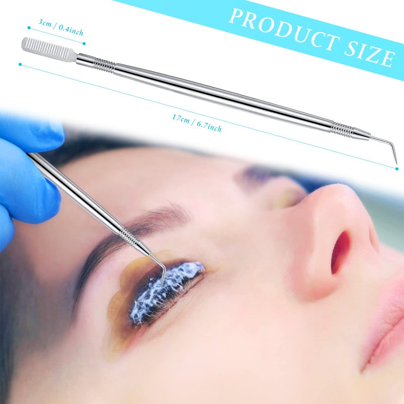 Chumia 2 Pieces 2 in 1 Lash Lift Tool Eyelash Separator Tool with Comb Stainless Steel Metal Lash Perm Lift Rods for Eyelash Eyebrow Comb Perming Tinting Curling Extension Supplies(Silver) - Image 3