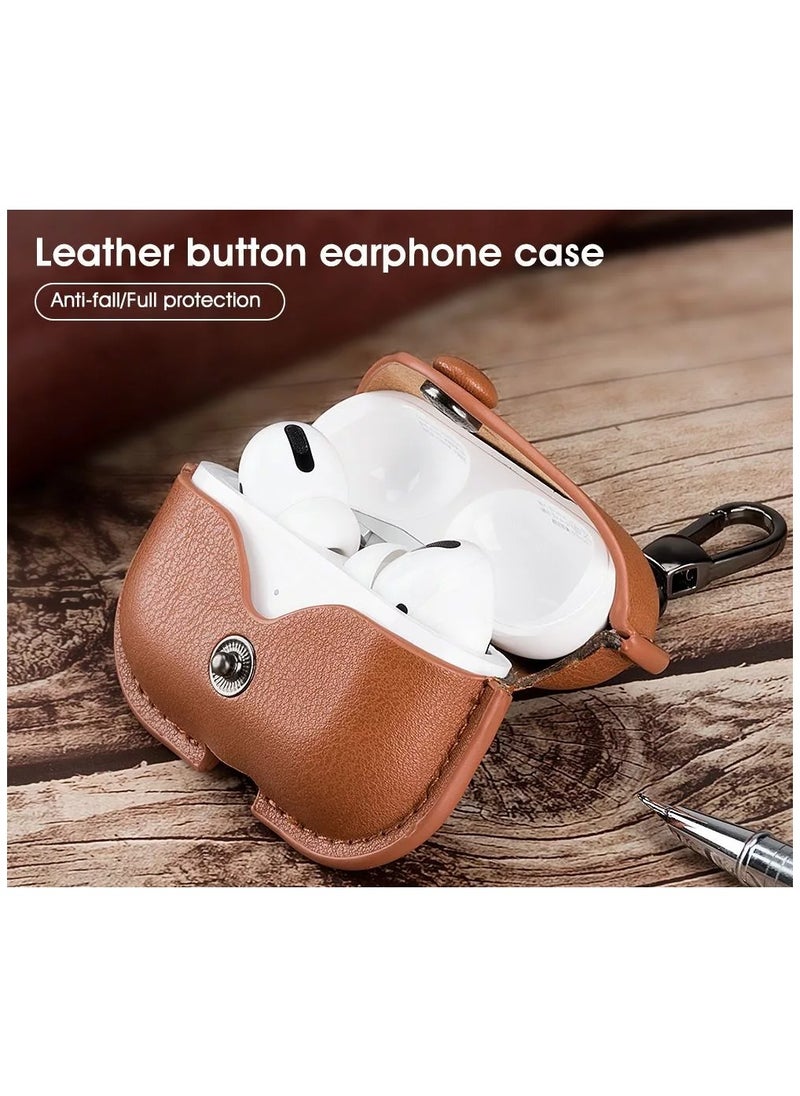 TWEGGON Airpods Pro 2 Case, Luxury Leather Case Compatible with Apple Airpods Pro 2 Brown  - Image 2