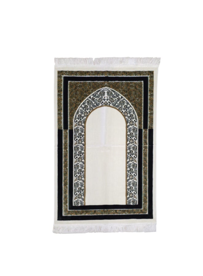 ريف سجادة صلاة إسلامية مخملية بطراز أرينو جودة فاخرة أخضر وأبيض 70 × 110 سم ARENNO104385GRN - Image 2
