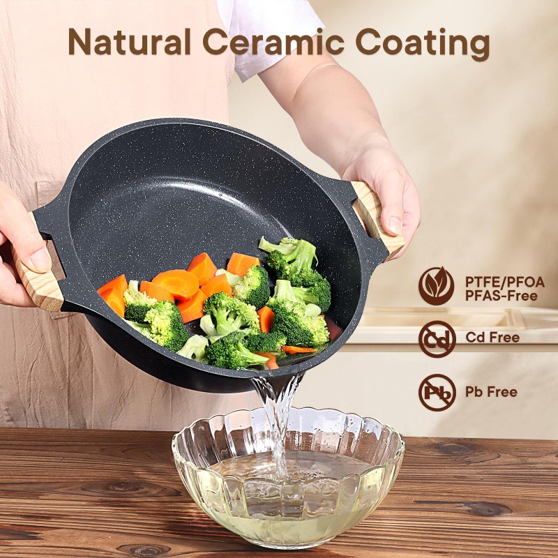 GiPP 6QT Nonstick Stock Pot with Lid Soup Pot,12.6 Inch Non Toxic Stockpot for Cooking,Stew Pot with Nonstick Ceramic Coating,Non Stick Cooking Pot Compatible with All Stoves,PFAS/PTFE/PFOA Free,Gray - Image 4