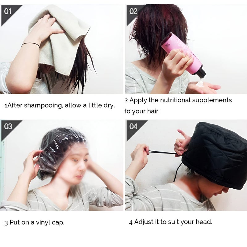 Oblivion Hair Steamer 1 Pc – Thermal Head Spa with Self-Heat Hair Care Steaming – Nourishing Electric Heating Cap for Hair Mask Treatment, Deep Conditioning & Oil Absorption – Beauty Spa Use at Home - Image 4