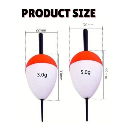 VAYINATO® 2pcs (3g & 5g) High-Visibility Red & White EVA Foam Fishing Floats - Large Buoyancy, Durable for Long Casts, Ideal for Freshwater & Saltwater Fishing - Image 2