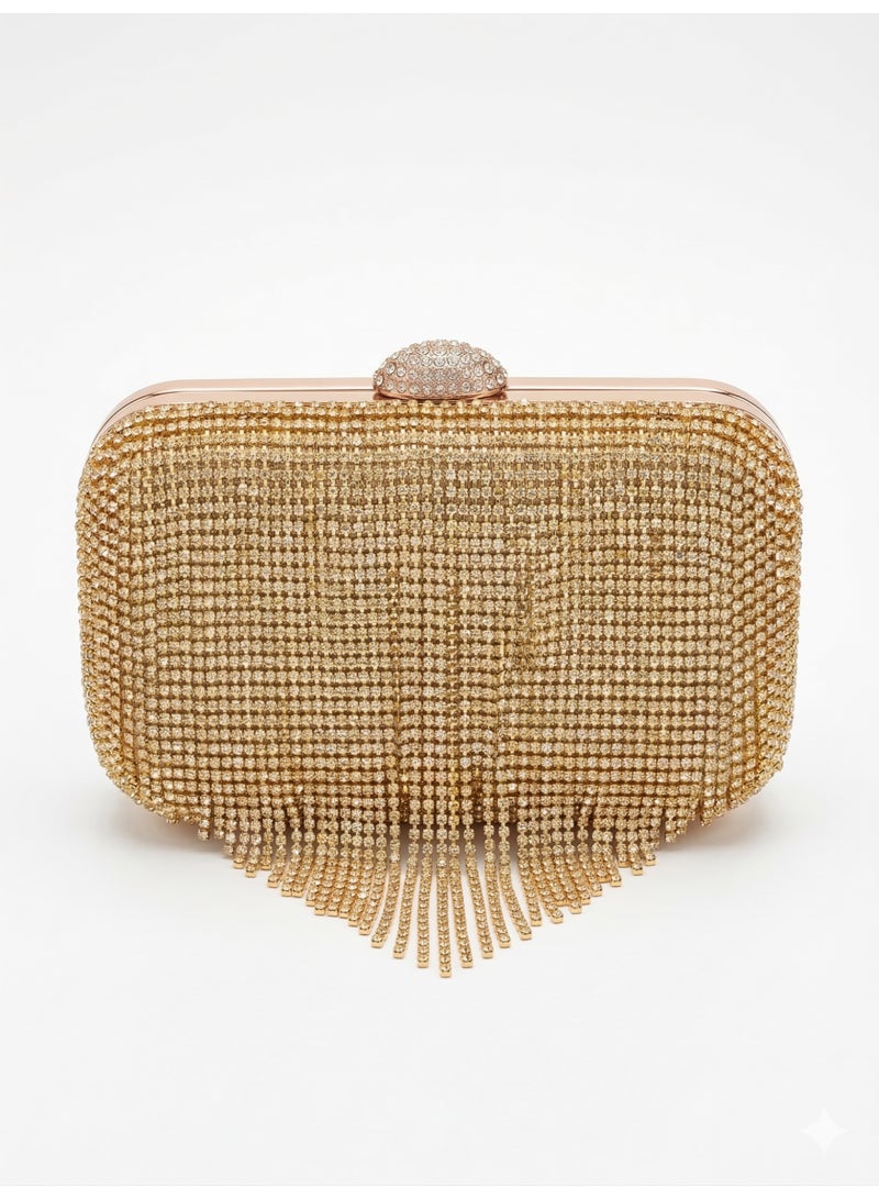 LIFESTYLISH crossbody evening bag with cascading waterfall design ZS-8 - Gold - Image 1