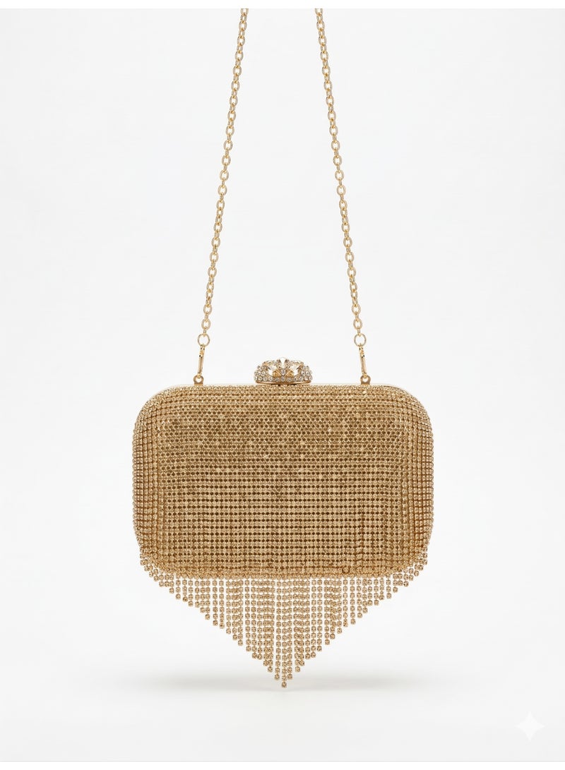 LIFESTYLISH crossbody evening bag with cascading waterfall design ZS-8 - Gold - Image 2