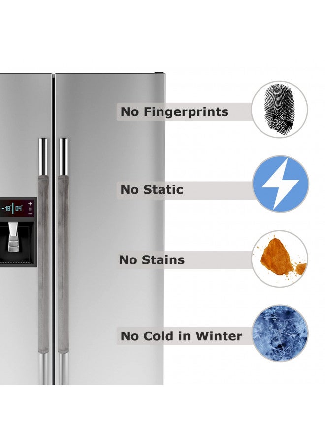 Daixers 3PCS Refrigerator Door Handle Covers Kitchen Decor Keep Appliance Clean Anti-Static Stains for Fridge Dishwashers Velvet (Grey) - Image 2