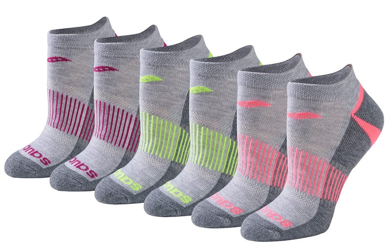 Saucony Women's RunDry Performance Selective Cushion Socks, Available in S-L (6, 12 Pairs ), Grey Assorted (6 Pairs), Medium - Image 1
