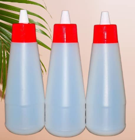 Mystte Plastic Squeeze Bottle Ketchup Mustard Honey Sauce Dispenser Bottle 400 ML White color Pack of 3 - Image 1