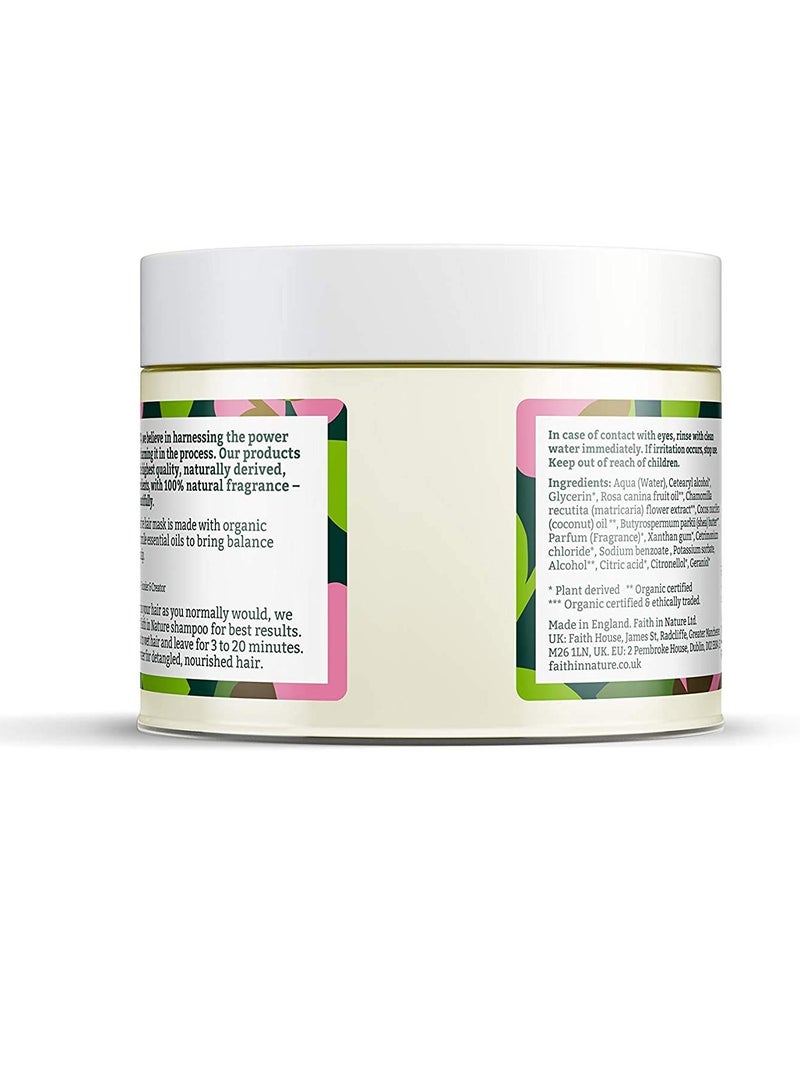 Faith in Nature Faith in Nature Natural Wild Rose & Chamomile Hair Mask, Restoring, Vegan & Cruelty Free, Parabens and SLS Free, For Normal to Dry Hair, 300ml - Image 2