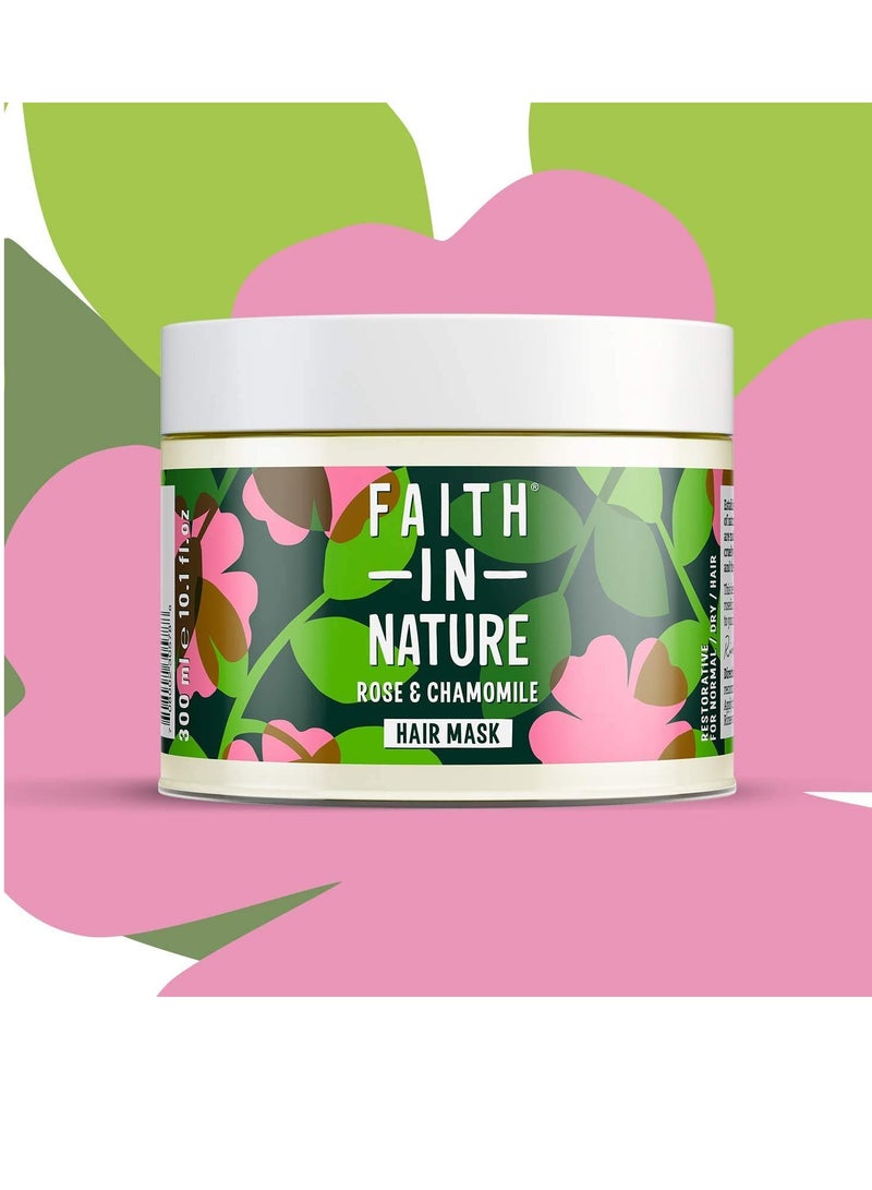 Faith in Nature Faith in Nature Natural Wild Rose & Chamomile Hair Mask, Restoring, Vegan & Cruelty Free, Parabens and SLS Free, For Normal to Dry Hair, 300ml - Image 3