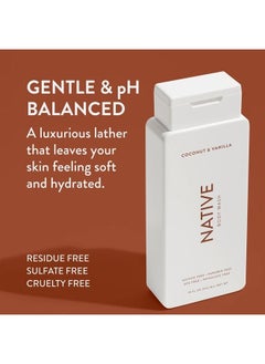 native Body Wash Natural Body Wash for Women, Men | Sulfate Free, Paraben Free, Dye Free, with Naturally Derived Clean Ingredients Leaving Skin Soft and Hydrating, Coconut & Vanilla 18 oz - 2 Pk  - Image 2