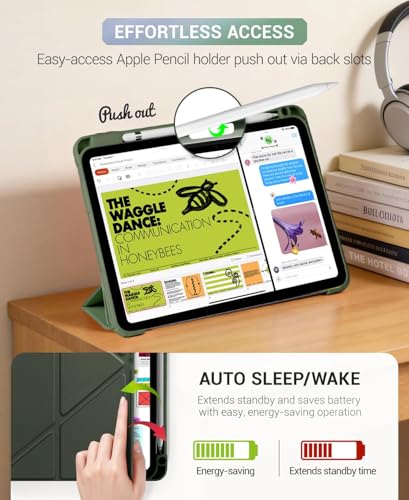 CoBak Case for iPad (A16) 11th Generation 11 Inch 2025, iPad 10th Generation Case 10.9 Inch 2022 - Protective Cover with Multi-Angle Includes Portrait Stand, Pencil Holder and Auto Wake/Sleep, Green - Image 5