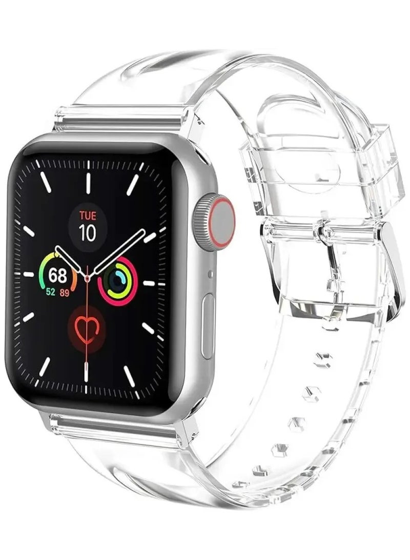 Clear Silicone Strap Band for Smart Watches (44mm, 45mm, 49mm) – Soft Silicone Sports Strap for Women, Compatible with Series 6/5/4/3/2/1/SE - Image 1