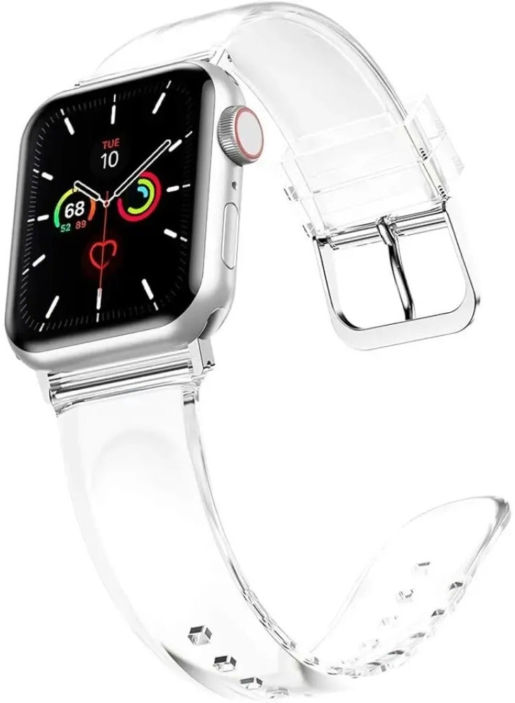 Clear Silicone Strap Band for Smart Watches (44mm, 45mm, 49mm) – Soft Silicone Sports Strap for Women, Compatible with Series 6/5/4/3/2/1/SE - Image 3