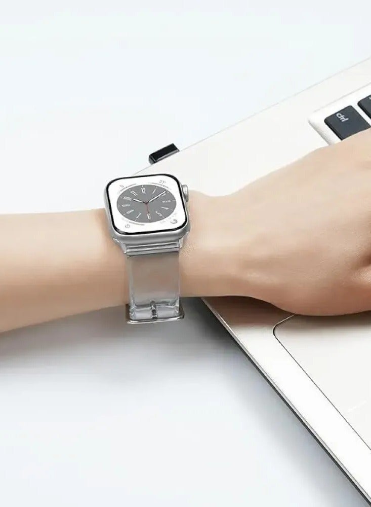 Clear Silicone Strap Band for Smart Watches (44mm, 45mm, 49mm) – Soft Silicone Sports Strap for Women, Compatible with Series 6/5/4/3/2/1/SE - Image 4
