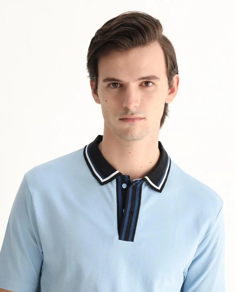 Rare Rabbit Men's Collar Detailing Cotton Polo