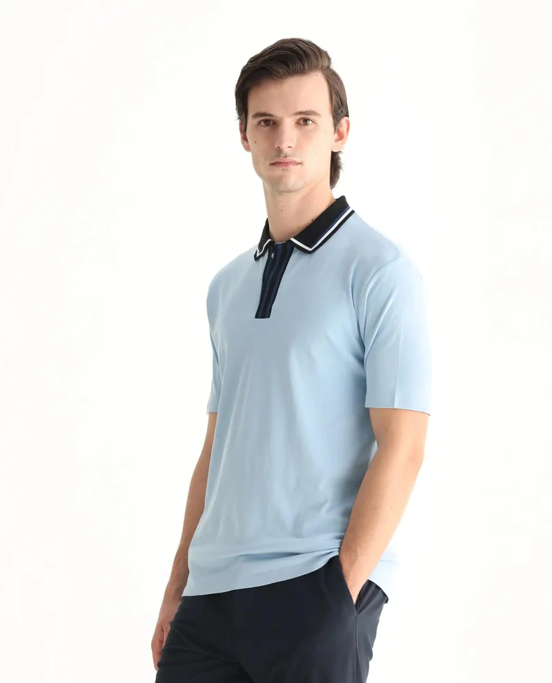 Rare Rabbit Men's Collar Detailing Cotton Polo