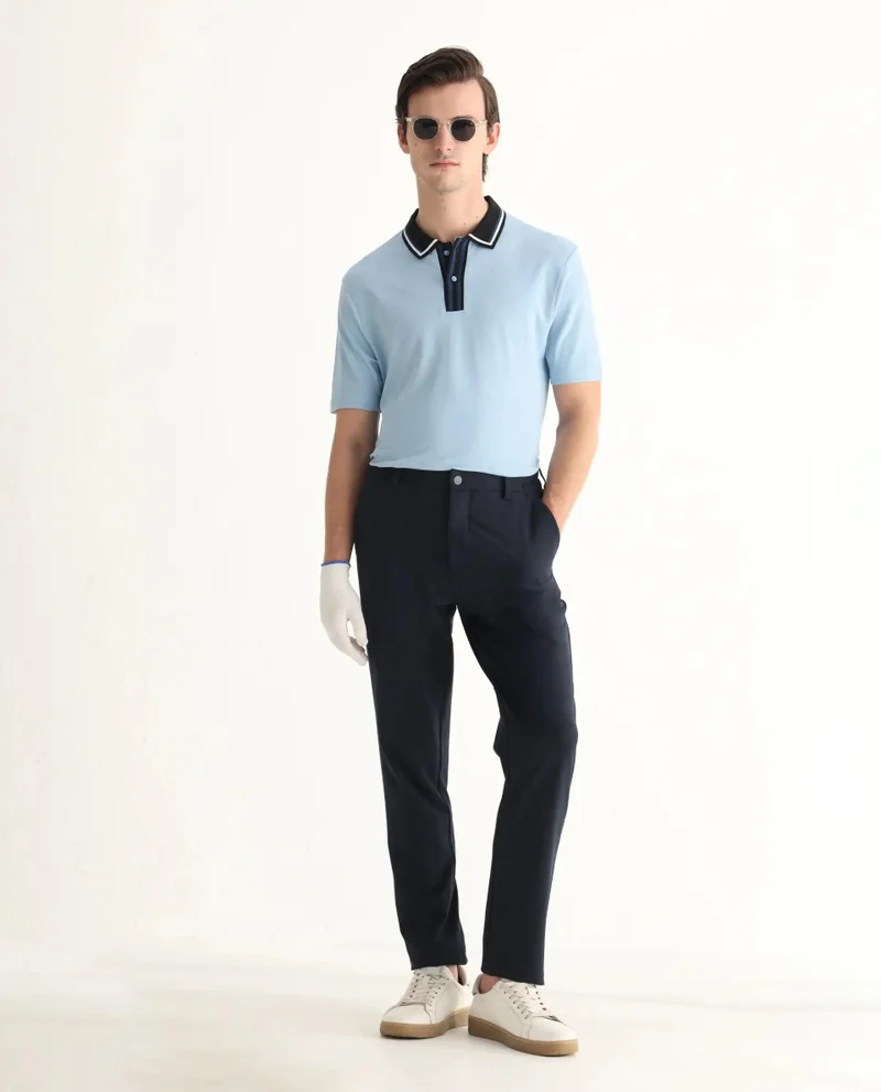 Rare Rabbit Men's Collar Detailing Cotton Polo
