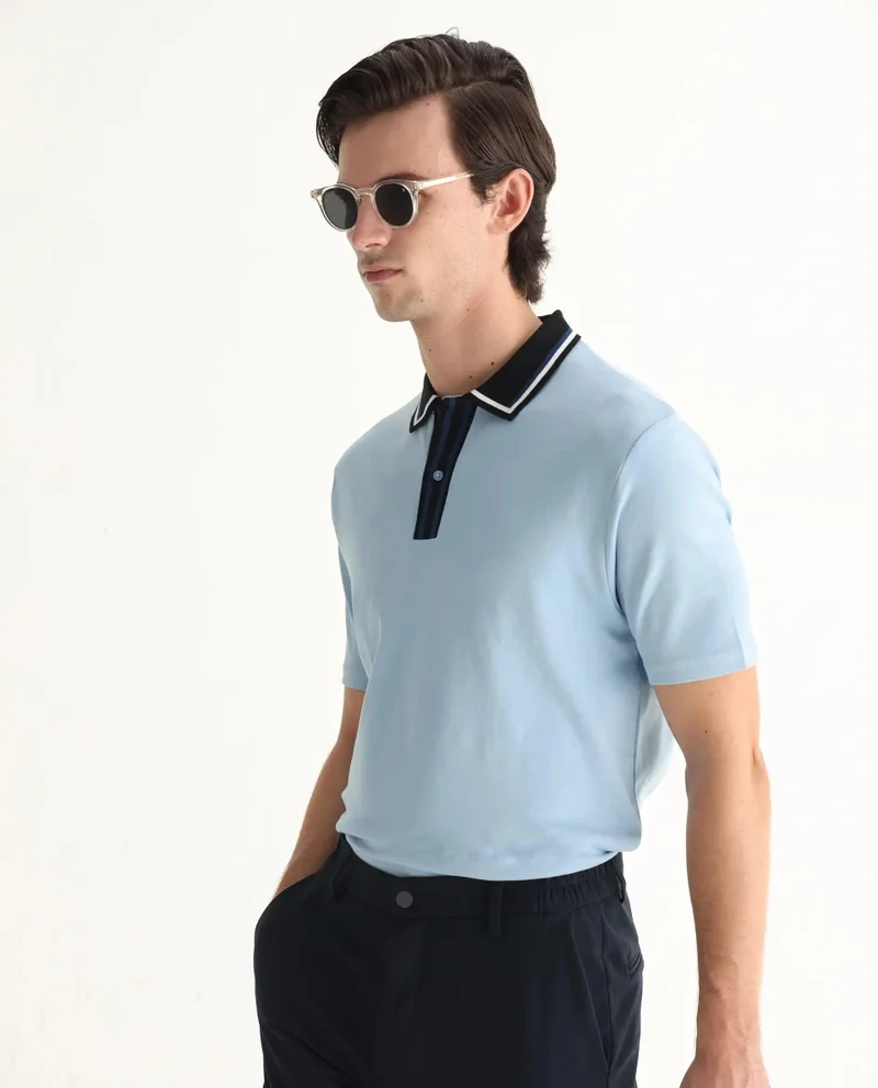Rare Rabbit Men's Collar Detailing Cotton Polo