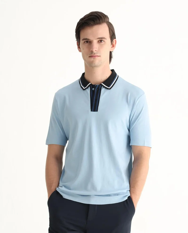 Rare Rabbit Men's Collar Detailing Cotton Polo