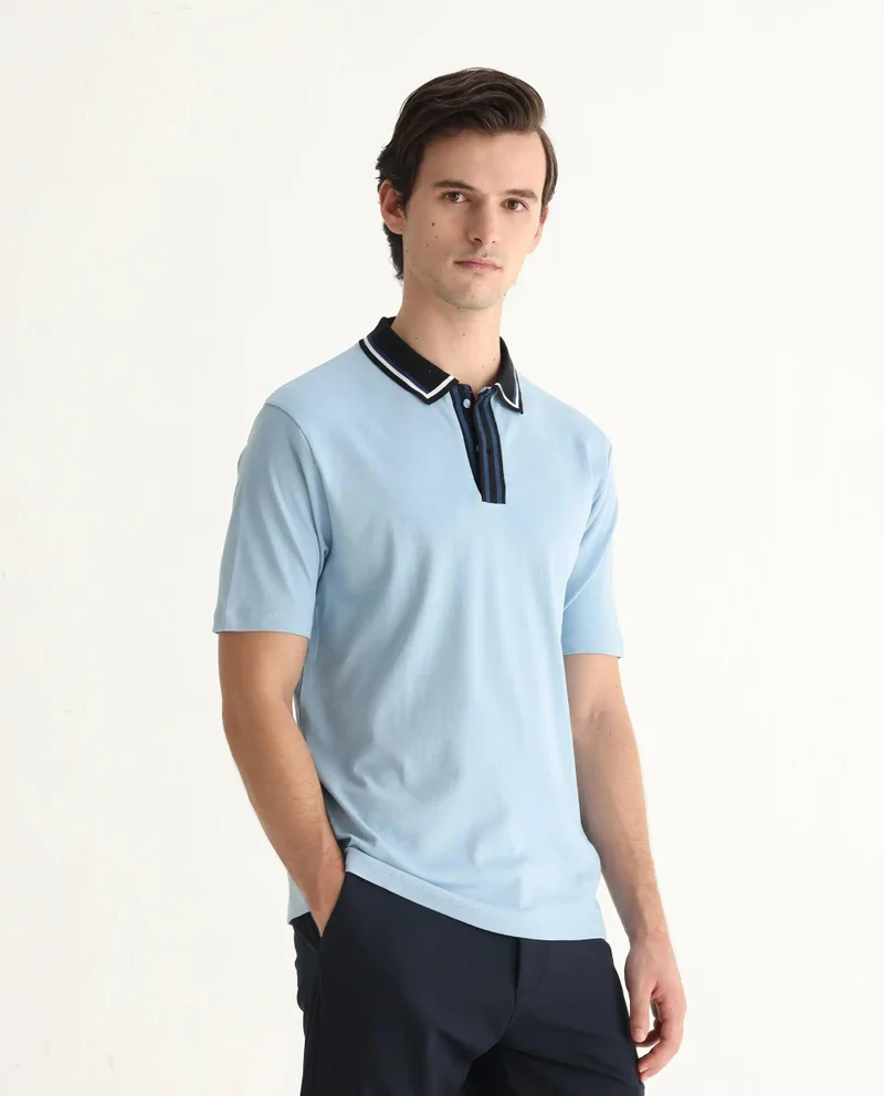 Rare Rabbit Men's Collar Detailing Cotton Polo