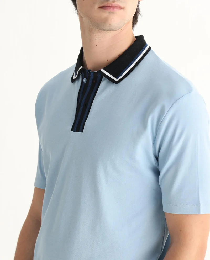 Rare Rabbit Men's Collar Detailing Cotton Polo