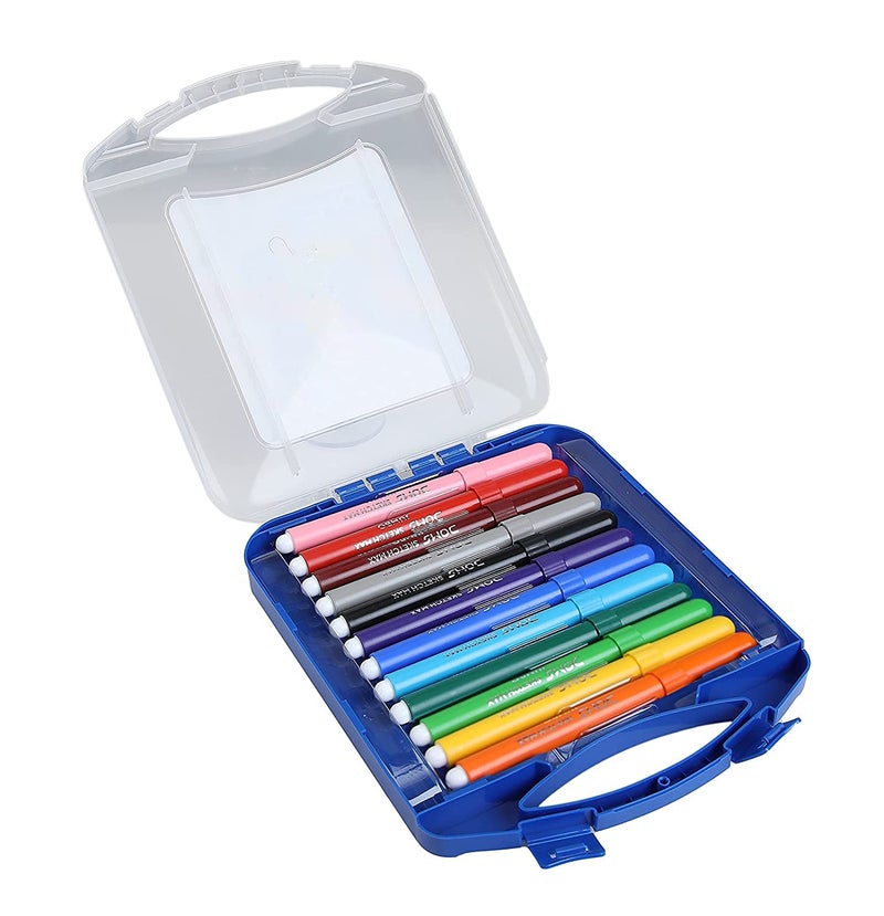 DOMS Doms Sketch Max Jumbo Pen (5Mm Tip, 12 Shades) With Carry Case, Multicolor  - Image 2