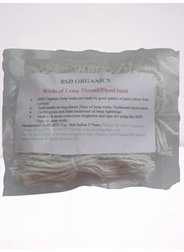 BSD Organics BSD Organics Wicks of Lamp ThreadPhool battivilakku thiri 5 Bundles  - Image 2