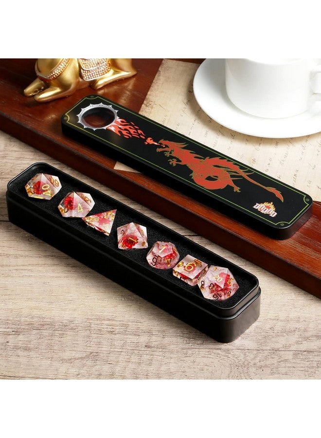DNDND Flower D&D Dice ,DNDND Handmade Resin Sharp Edge Die with Gift Case for D&D Dungeons and Dragon Games (Red Flower) - Image 4