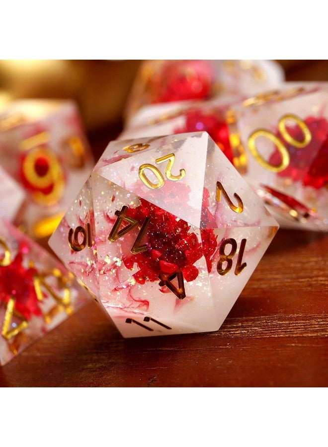 DNDND Flower D&D Dice ,DNDND Handmade Resin Sharp Edge Die with Gift Case for D&D Dungeons and Dragon Games (Red Flower) - Image 2