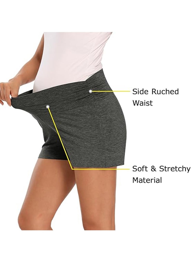 Generic - Womens Maternity Shorts, Women's Maternity Yoga Shorts, Over The Belly Active Comfy, Biker Workout Athletic Shorts, Made of 90% Polyester and 10% Spandex, Lightweight & Quick-Drying (Black) - Image 1
