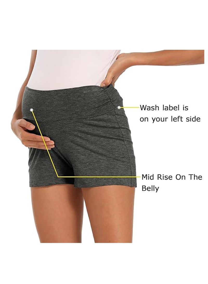 Generic - Womens Maternity Shorts, Women's Maternity Yoga Shorts, Over The Belly Active Comfy, Biker Workout Athletic Shorts, Made of 90% Polyester and 10% Spandex, Lightweight & Quick-Drying (Black) - Image 1
