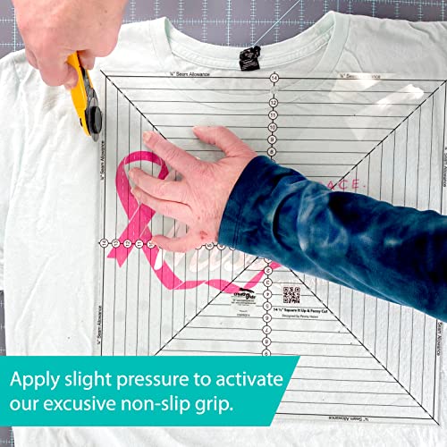 Creative Grids 12-1/2in Square It Up or Fussy Cut Square Quilting Ruler – CGRSQ12 – Made in USA, Non-Slip Grip Acrylic Quilting, Sewing, Crafting, Patchwork Ruler & Template - Image 4