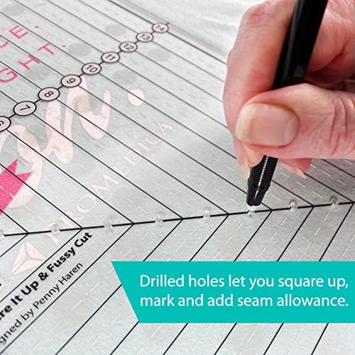 Creative Grids 12-1/2in Square It Up or Fussy Cut Square Quilting Ruler – CGRSQ12 – Made in USA, Non-Slip Grip Acrylic Quilting, Sewing, Crafting, Patchwork Ruler & Template - Image 3