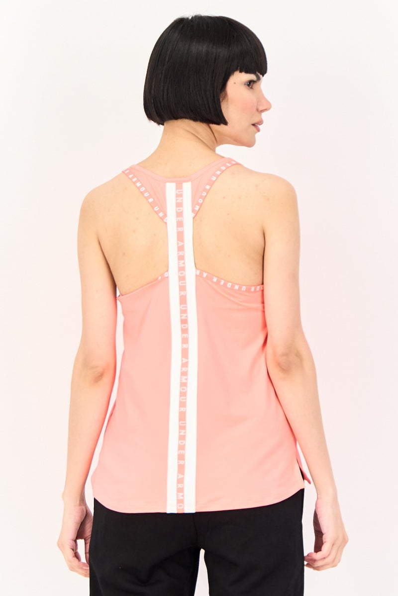 UNDER ARMOUR Women Loose Fit Sleeveless Training Tank Top, Coral - Image 3