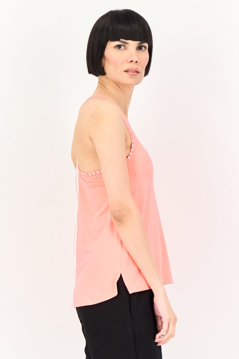 UNDER ARMOUR Women Loose Fit Sleeveless Training Tank Top, Coral - Image 2