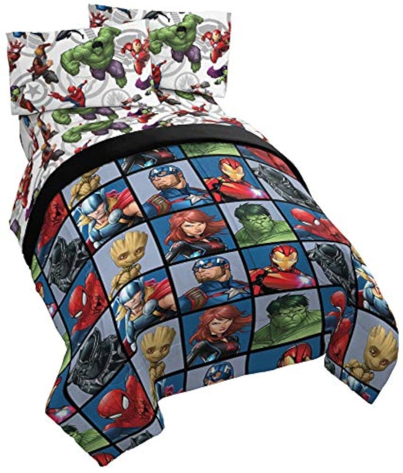 Jay Franco Marvel Avengers Team 5 Piece Full Bed Set - Includes Comforter & Sheet Set - Super Soft Fade Resistant Polyester - (Official Marvel Product) - Image 1
