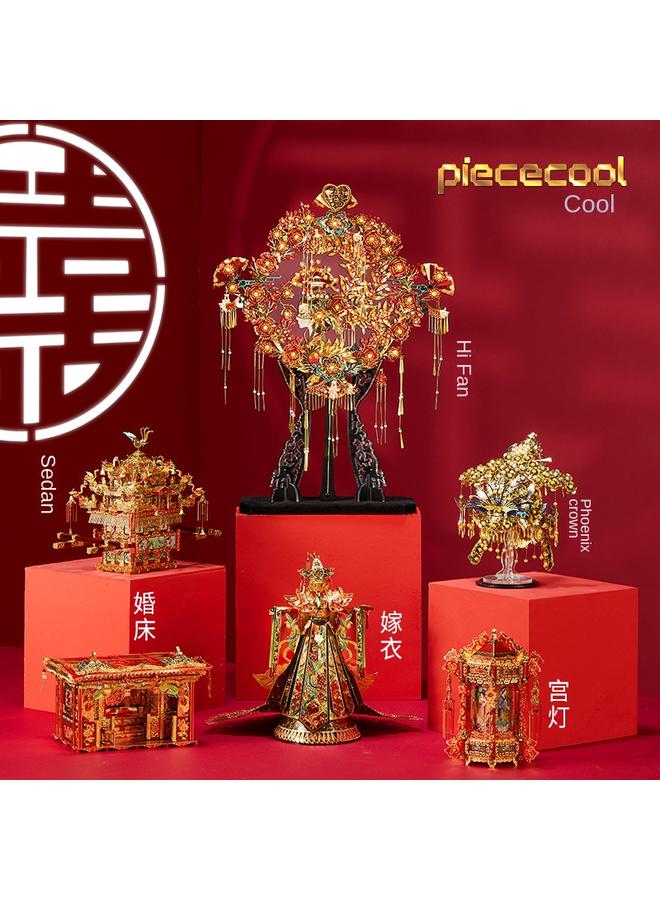 Bluejw Cool Metal Jigsaw Puzzle Xi Fan Stereo Assembled Model DIY Guofeng Girl's Wedding Hand Assembled Gift - Image 2