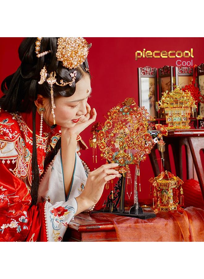 Bluejw Cool Metal Jigsaw Puzzle Xi Fan Stereo Assembled Model DIY Guofeng Girl's Wedding Hand Assembled Gift - Image 5