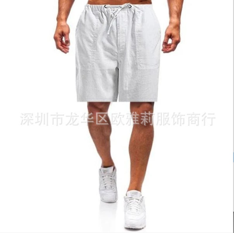 Stepping into the e-commerce independent station 2020 European and American popular linen men's multi-pocket decorative shorts casual pants (upgrade) Navy blue (upgrade) XL - Image 2