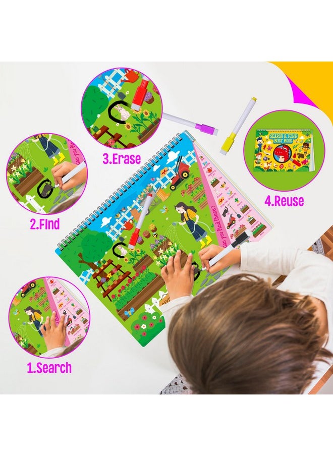 سبرايت جرو - ابحث واعثر على كتاب، 30 موضوعًا مختلفًا، كتاب أنشطة مكون من 32 صفحة، لعبة تعليمية من مونتيسوري، ألعاب حسية لمرحلة ما قبل المدرسة للبنات والأولاد من سن 3 و4 و5 و6 سنوات - Image 1