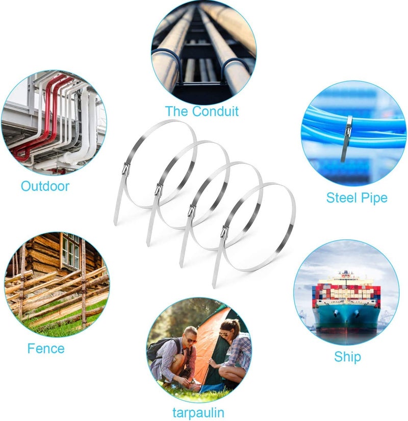 ADD GEAR Stainless Steel 316 SelfLocking Cable Zip Ties Exhaust Wrap MultiPurpose DIY Locking Cable Metal Zip Ties 500 mm 20 inches 20 - Image 4