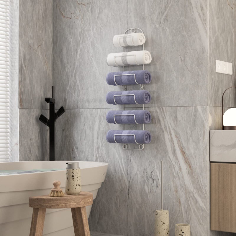SODUKU Towel Racks for Bathroom Wall Mounted Metal Wine Rack Towel Shelf Towel Holder for Bath White - Image 2
