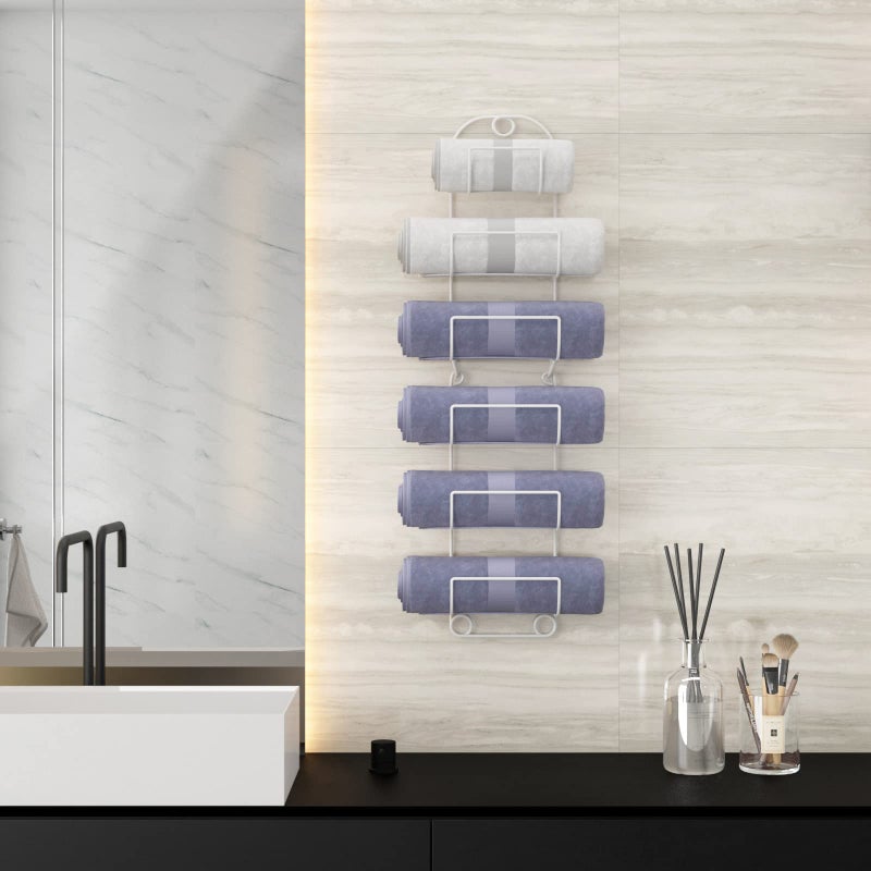 SODUKU Towel Racks for Bathroom Wall Mounted Metal Wine Rack Towel Shelf Towel Holder for Bath White - Image 3