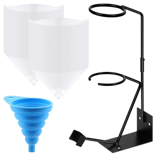 Mardatt 52Pcs Gravity Feed Gun Holder Stand, Cone Paint Strainers & Silicone Funnel Kit, Spray Gun Holder, Paint Filter Strainer and Cone Shaped Nylon Mesh Funnel Set for Car Paint Furniture Wood - Image 1