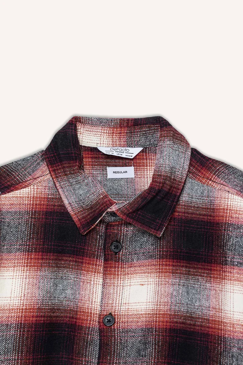 ديفاكتو Christmas Themed Regular Fit Polo Collar Lumberjack Shirt