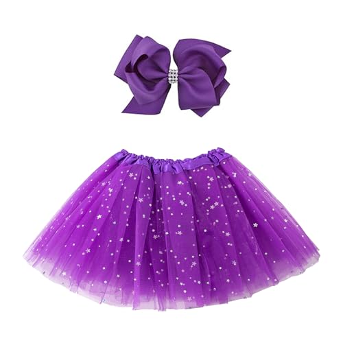 Jastore® Girls Layered Stars Sequins Tutu Skirt Princess Ballet Dance Dress (Purple) - Image 1