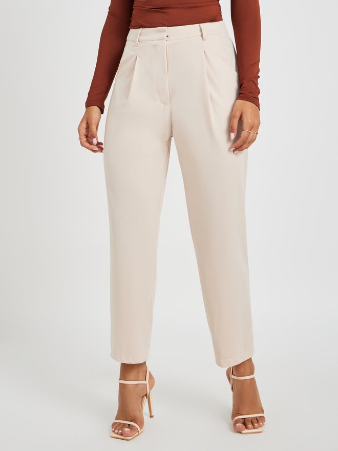 Styli Styli Solid Pleated Tapered Fit Trousers with Belt Loops  - Image 2